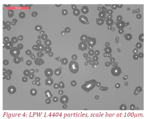LPW 1.4404 particles, scale bar at 100 µm